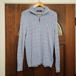 Polo Ralph Lauren Cable Knit 100% Tussah Silk Quarter Zip Sweater | Men’s Small
